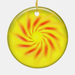 En Céramique Ornement - Pinwheel à l'intérieur 3d Boule Jaune