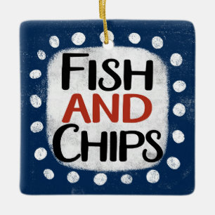 En Céramique Ornement Poisson Et Chips