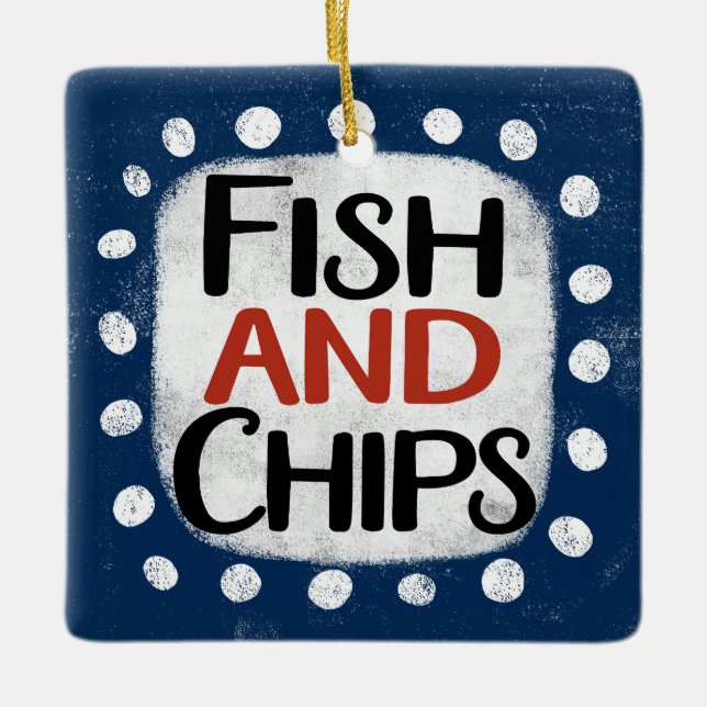 En Céramique Ornement Poisson Et Chips (Devant)