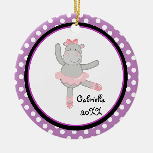 En Céramique Ornement pourpre de Noël de ballerine (Devant)