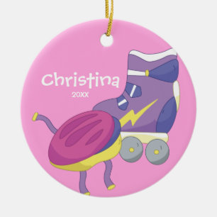 En Céramique Ornement pourpre de Noël de sport de patin de