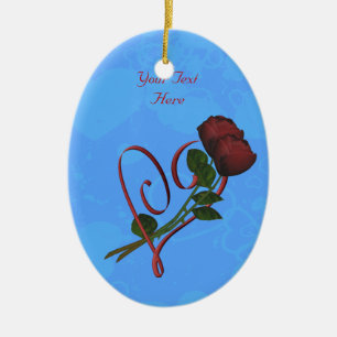 En Céramique Ornement Red Heart Rosebuds