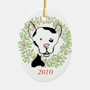 En Céramique Ornement repéré noir et blanc de chien