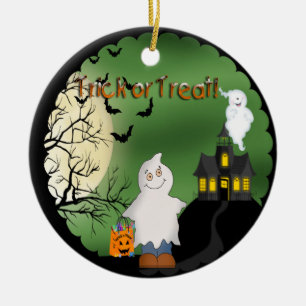 En Céramique Ornement rond de fantôme de garçon de Halloween