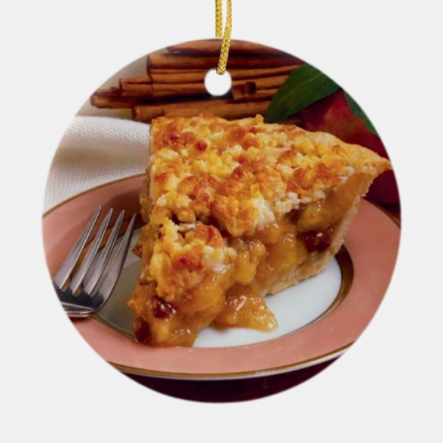 EN CÉRAMIQUE ORNEMENT ROND DE TARTE AUX POMMES (Devant)