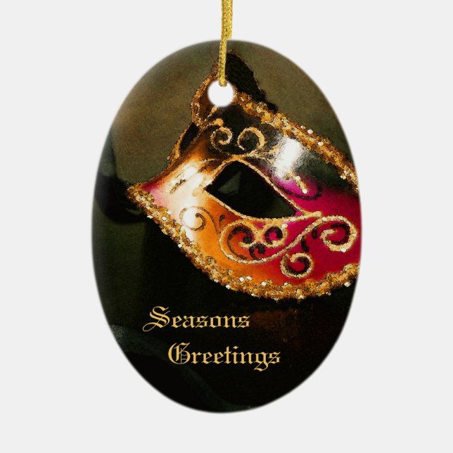 En Céramique Ornement rouge élégant de vacances de masque de (Devant)