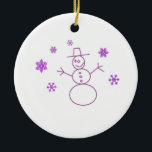 En Céramique Ornement Silly Snowman<br><div class="desc">Un bonhomme de neige stupide dit bonjour de n'importe quel arbre de Noël.</div>