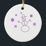 En Céramique Ornement Silly Snowman<br><div class="desc">Un bonhomme de neige stupide dit bonjour de n'importe quel arbre de Noël.</div>