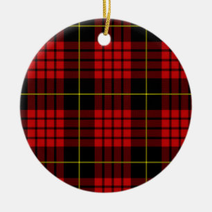 En Céramique Ornement Tartan Rouge
