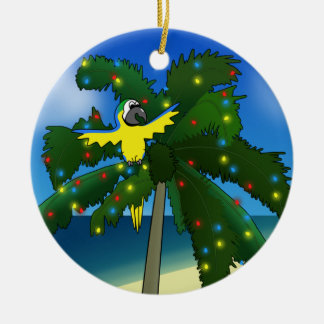 En Céramique Ornement tropical de Noël d'ara de bleu et d'or