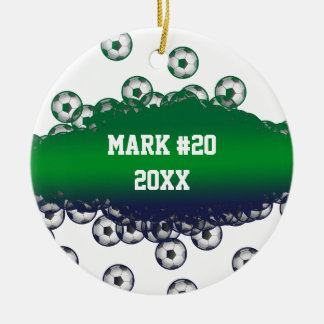 En Céramique Ornement vert et blanc de Noël du football