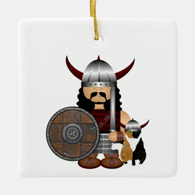 En Céramique Ornement viking et chat (Devant)