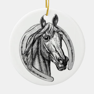 En Céramique Ornement vintage d'arbre de Noël de cheval et de