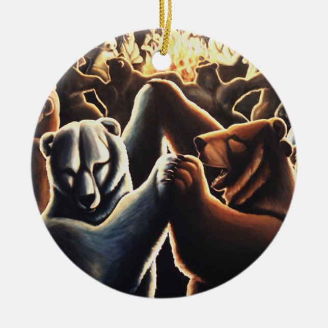 En Céramique Ours de danse Ornement Multicultural Love Cadeaux (Devant)