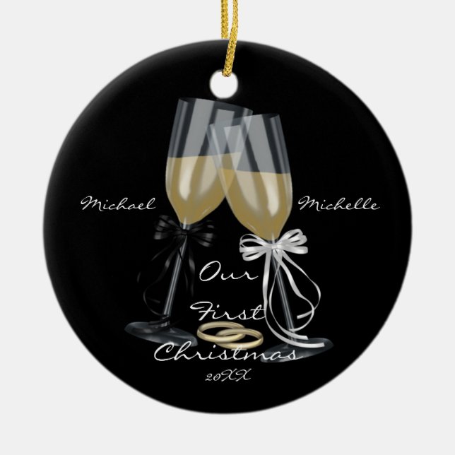 En Céramique Pain grillé de mariage notre premier ornement de (Devant)