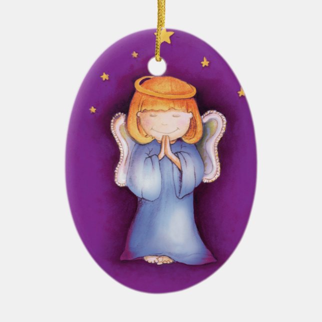 En Céramique Paix d'ange de Noël, ornement de pourpre de (Devant)