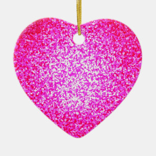 En Céramique Parties scintillant rose vif mode coeur ornement