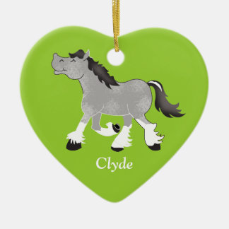 En Céramique Percheron gris Ébauche Cheval Ornement personnalis
