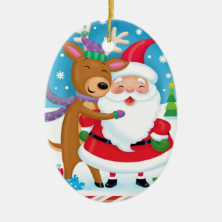 En Céramique Père Noël et ornement de renne