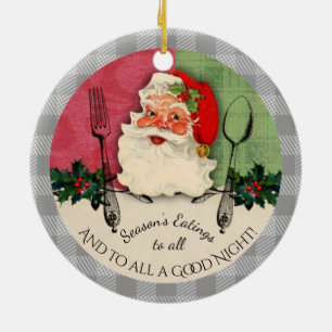 En Céramique Père Noël ustensiles saisons manger ornement de No