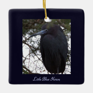 En Céramique Petit Héron Bleu Ornement d'Oiseau