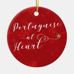 En Céramique Portugais au coeur, ornement d'arbre de Noël