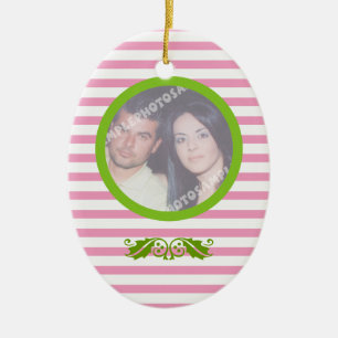 En Céramique Premier/1er ornement photo mariage de Noël de coup