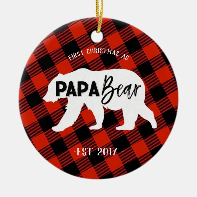 En Céramique Premier Noël comme ornement d'ours de papa (Devant)