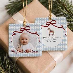 En Céramique Premier Noël de bébé Ornement photo Arlequin Fanta