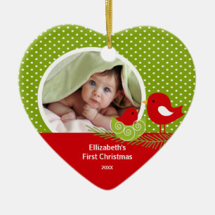 En Céramique Premier Noël de bébé Photo Ornement Bébé Oiseau