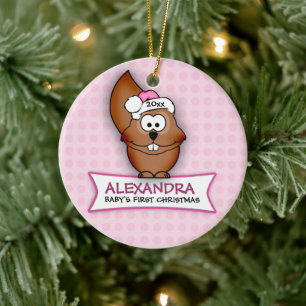 En Céramique Premier ornement d'écureuil de Noël pour bébé