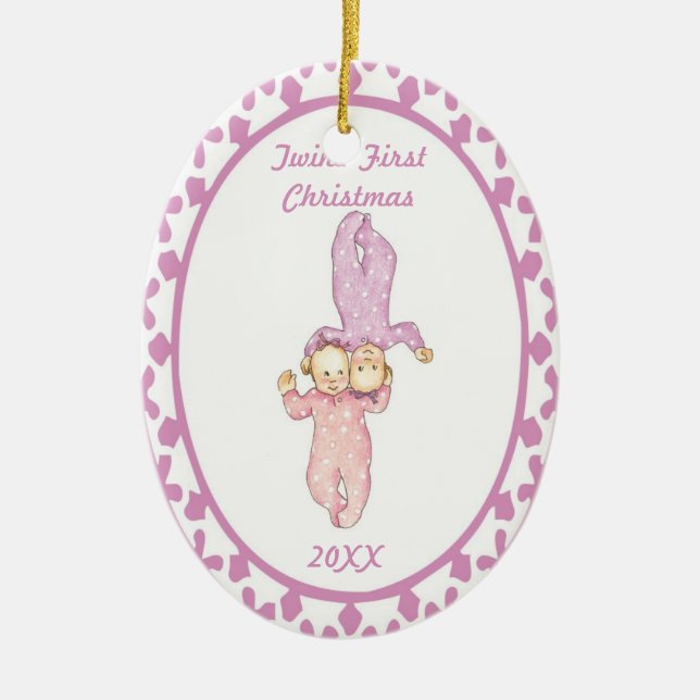 En Céramique Premier ornement d'ovale de fille de Noël de (Devant)