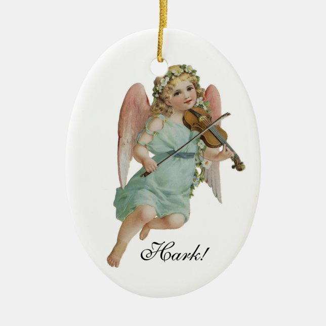 En Céramique Prêtez l'oreille ! Ornement d'ange (Devant)