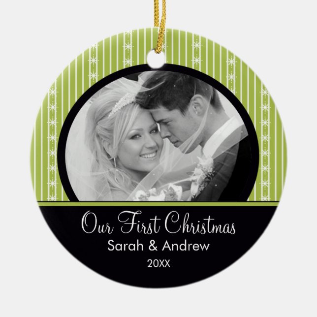 En Céramique Rayures vertes et noires de premier ornement de (Devant)