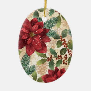 En Céramique Retro les années 50 Noël Poinsettia Ornement de va