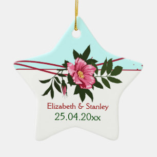 En Céramique Rose rose sauvage mariage gardien ornement