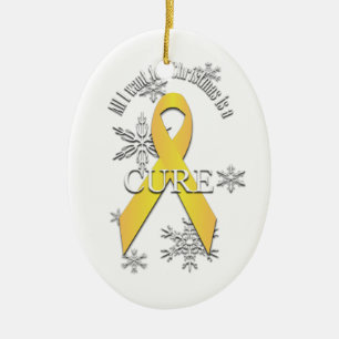En Céramique Ruban de sensibilisation Jaune Noël Cure Ornement