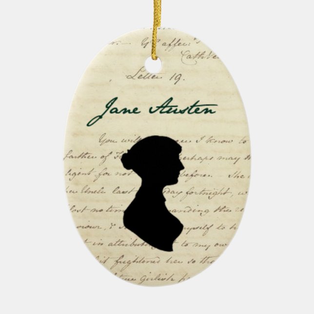 En Céramique Signature de Jane Austen et ornement de silhouette (Devant)