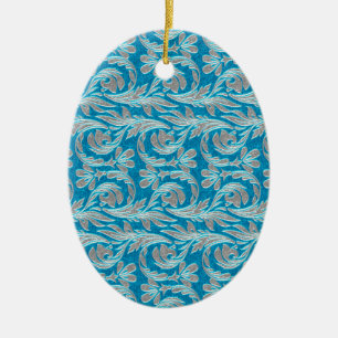 En Céramique Vagues métalliques, ORNEMENT OVAL Bleu-Blanc