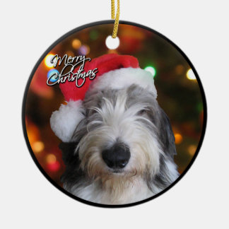 En Céramique Vieil ornement anglais de Noël de chien de berger