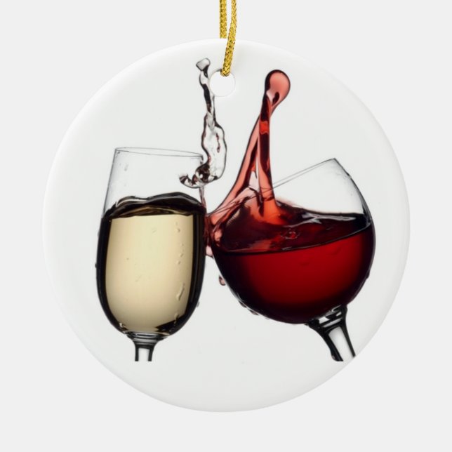 EN CÉRAMIQUE VIN ET PLUS DE VIN ORNEMENT D'ARBRE (Devant)