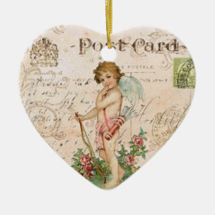 En Céramique Vintage Français Cherub Saint Valentin ornement co