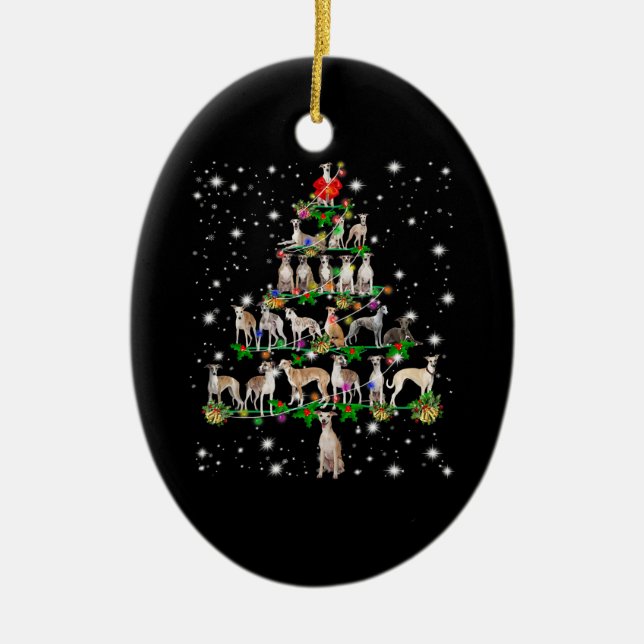 En Céramique whippet amusant décoration d'ornement d'arbre de N (Devant)