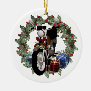 En Céramique Wreath de motocyclette et cadeaux Ornement de Yule