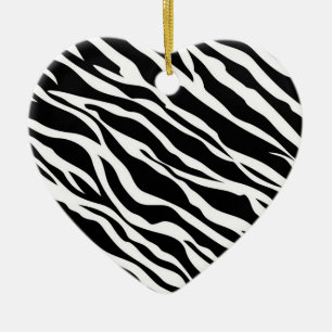 En Céramique Zebra Print Heart Ornement
