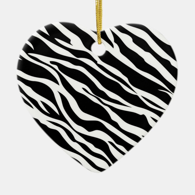 En Céramique Zebra Print Heart Ornement (Devant)