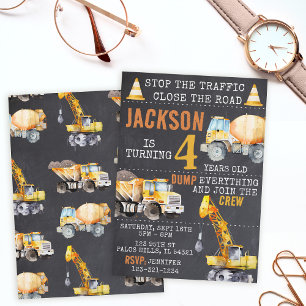 En construction anniversaire garçon Invitation