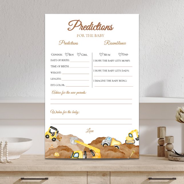 en construction baby shower de prédictions Jeu (Créateur téléchargé)