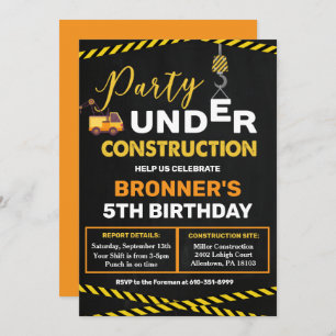 En construction Invitation d'anniversaire