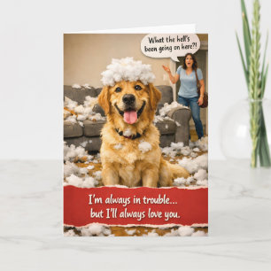 En difficulté, carte de vœux golden retriever
